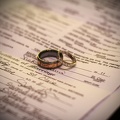 Marriage license and rings